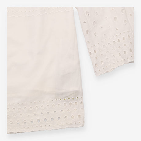 White 100% Cotton Broderie Anglaise Long Sleeve To
