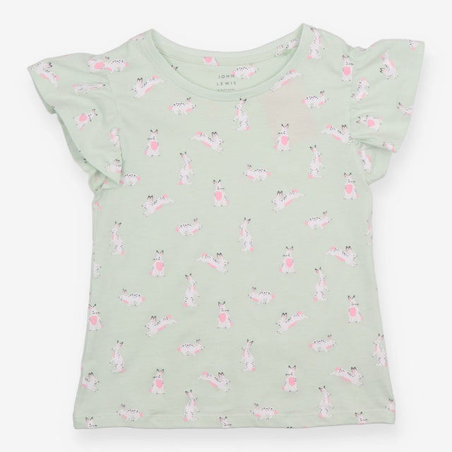 Green t-shirt with white bunnies