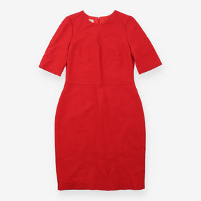 Red Tailored Short Sleeve Shift Dress