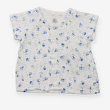 Cotton Gauze Shirt White with Blue and Yellow Boat