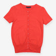 Short Sleeve Coral Fine-Knit Button Cardigan