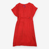 Maternity Dress Red Tie Waist Short Sleeve