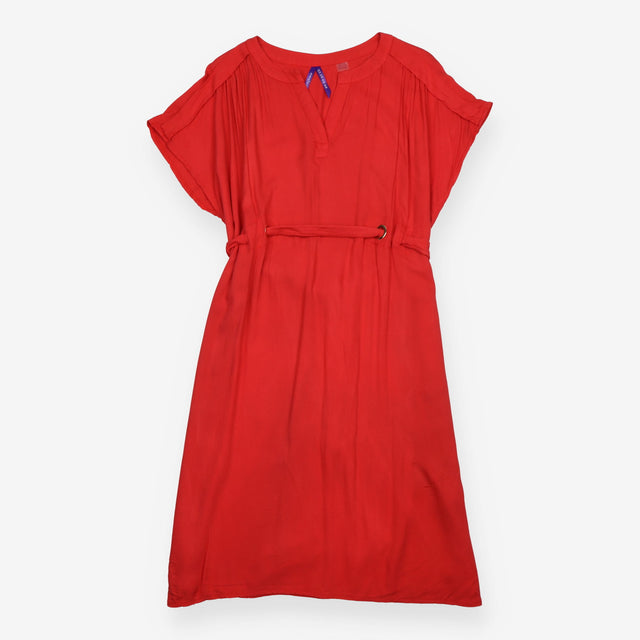 Maternity Dress Red Tie Waist Short Sleeve
