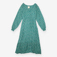 Maxi Dress Teal Floral Wrap Front Long Sleeve