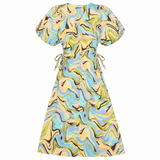 Midi Dress Multicolour Abstract Print