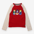 Tee Red with Cream Sleeves and Russian Dolls Appli