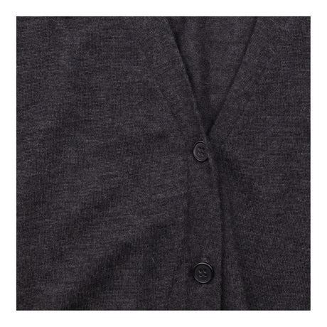 Charcoal Grey 100% Merino Wool Fine Knit Open Fron