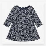Tunic Top Navy Leaf Print Cotton Modal