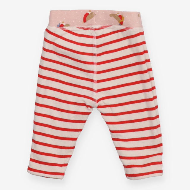 Leggings reversible red stripe pink festive robins