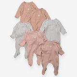 Sleepsuits Zip Pinks and Grey 6 Pack