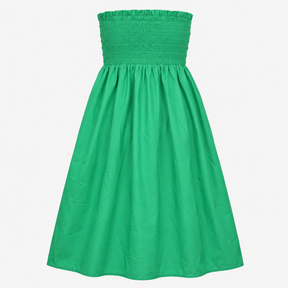 Shirred Bandeau Midi Dress Bright Green Pure Cotto