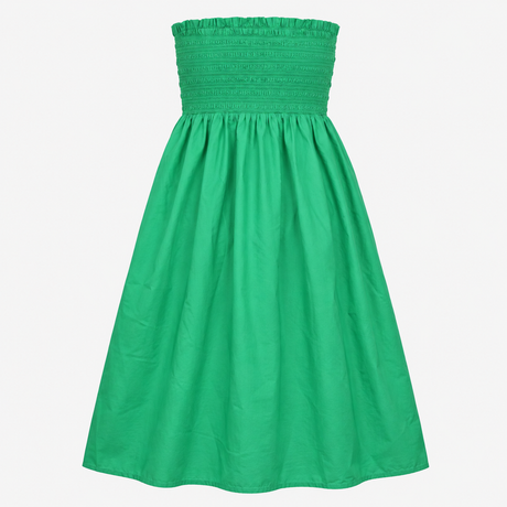 Shirred Bandeau Midi Dress Bright Green Pure Cotto