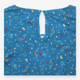 Jumpsuit Teal Blue Celestial Print Wrap Front