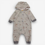 Sleepsuit Oatmeal Stripe Animal Friends Bear Ear H