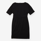 Black Embellished Waist Short Sleeve Sheath Dress