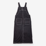 Dungaree Dress Black Contrast Stitch Utility Mid