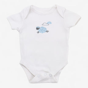 Bodysuit white with blue sheep