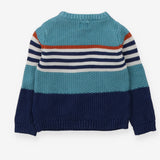 Sweater knit teal stripes in middle