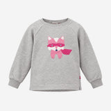Grey sweater with pink fox face