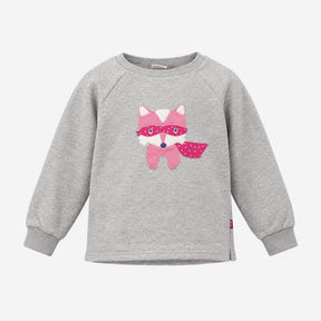 Grey sweater with pink fox face