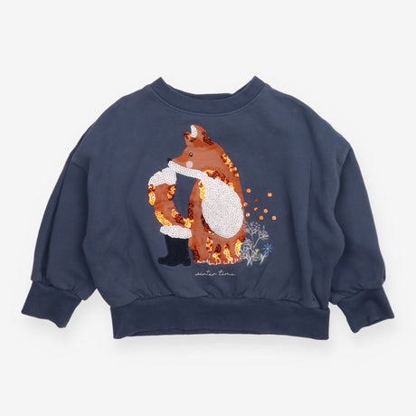 Sweatshirt blue fox sequins