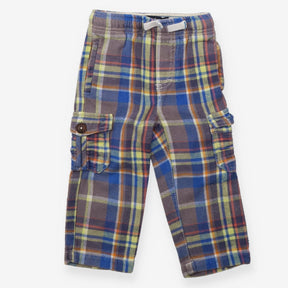 Trousers pull on combat blue grey yellow check
