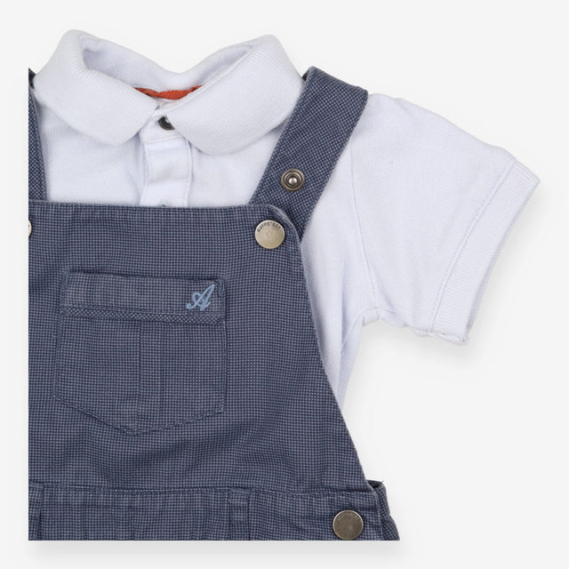 Outfit shortie dungaree blue and collared short sl