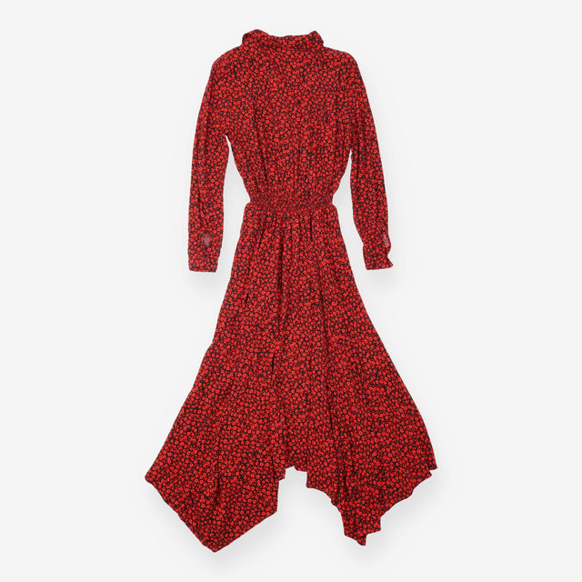Maxi Shirt Dress in Red Floral Print