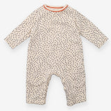 Romper cream grey spots orange trim