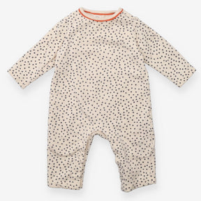 Romper cream grey spots orange trim