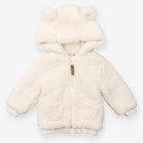 Cream fleece hooded jacket