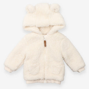Cream fleece hooded jacket