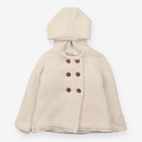 Cardigan Cream Knit Fleece Lined Brown Buttons