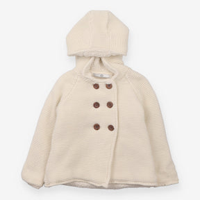 Cardigan Cream Knit Fleece Lined Brown Buttons