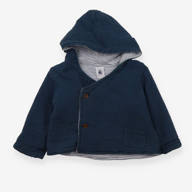 Jacket cross over blue stripe lining