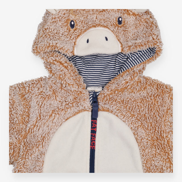 Fleece Hooded Pramsuit Baby Highland Cow