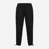 Black Elastic Waist Drawstring Toggle Cuffed Trous