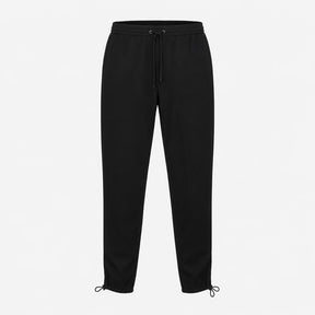 Black Elastic Waist Drawstring Toggle Cuffed Trous