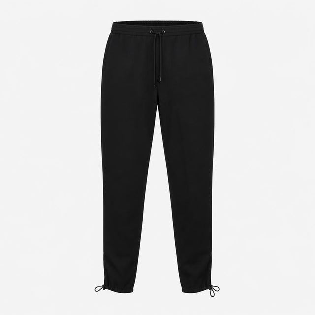 Black Elastic Waist Drawstring Toggle Cuffed Trous