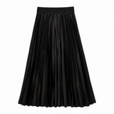 Maternity Skirt Black Pleated Midi Elastic Waist