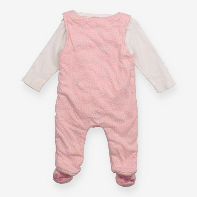Outfit pink padded dungarees mouse face white Poin