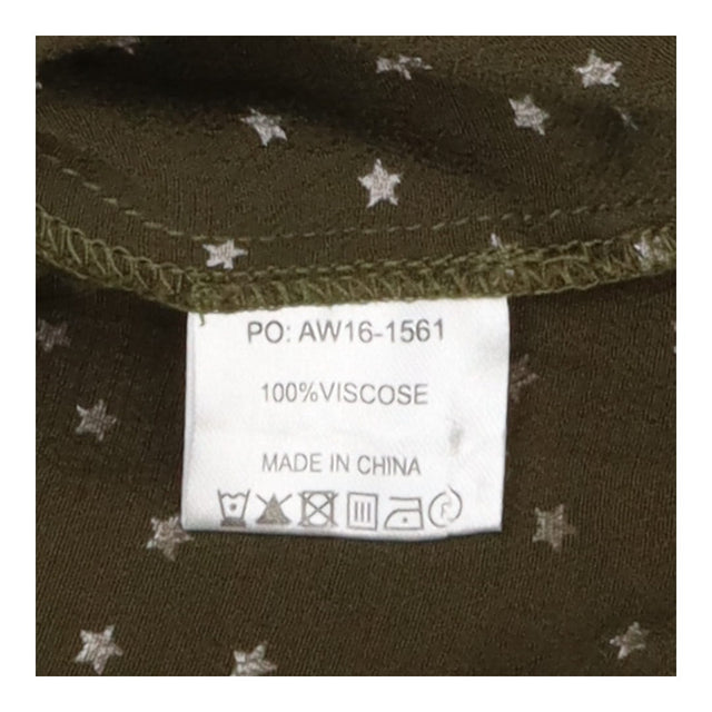 Khaki Star Print Blouse – Long Sleeve Lightweight 