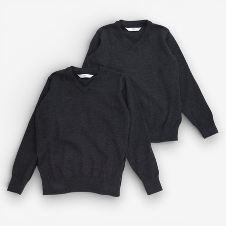 2pc Knitted jumper grey v neck
