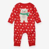 Sleepsuit red white stars white bear
