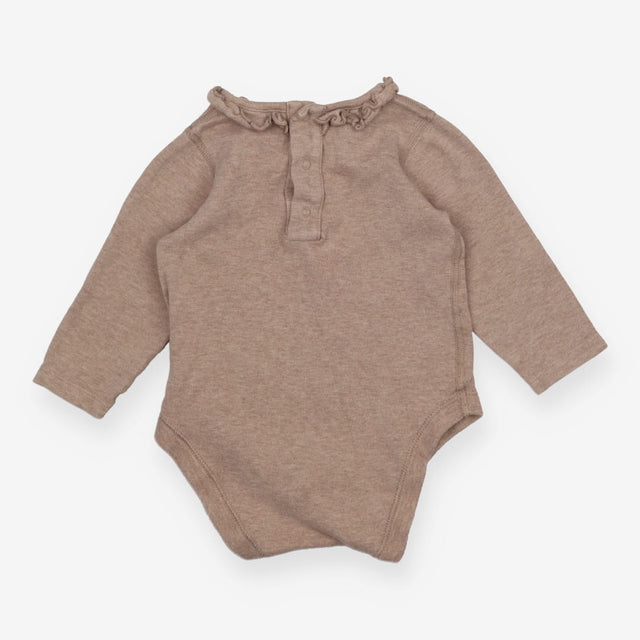 Frill Collared Bodysuit Brown