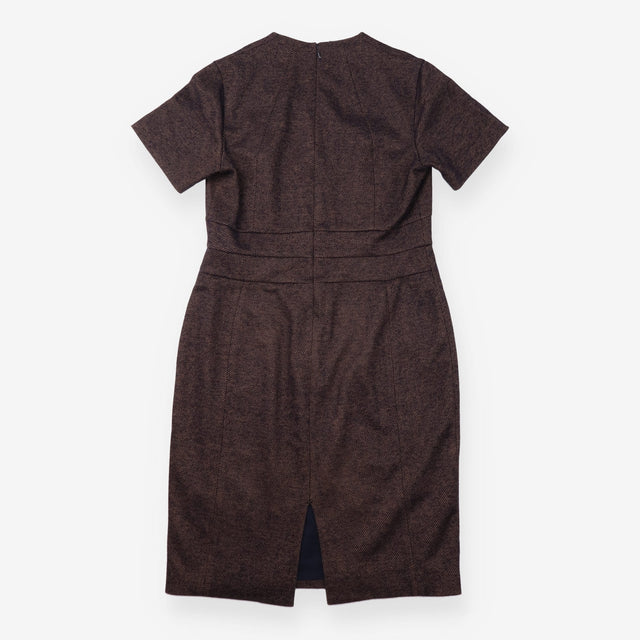 Textured Micro Print Short Sleeve Sheath Dress