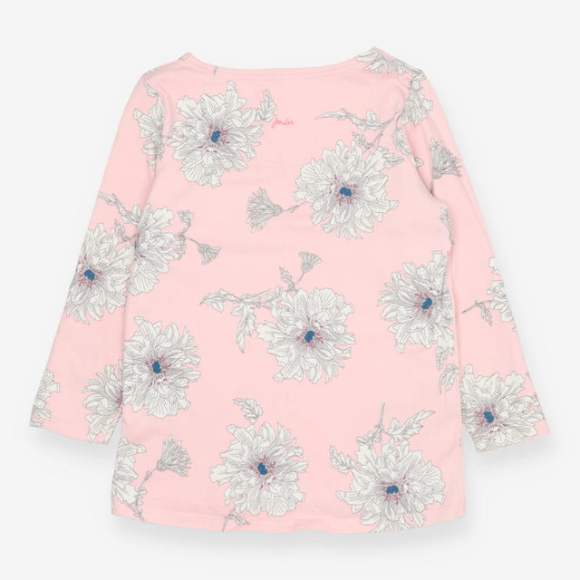 Joules Pink Large Flower Long Sleeve Top – 100% Co