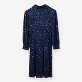 Blue and black floral midi dress