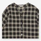 Vintage Checked Linen Blend Longline Shirt Jacket