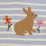 T-Shirt Short Sleeve Blue and White Striped with B